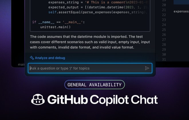 GitHub Copilot Chat já está disponível para organizações e indivíduos
