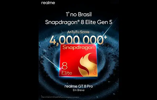 Realme anuncia GT 8 Pro como o primeiro flagship com Snapdragon 8 Elite Gen 5 no Brasil
