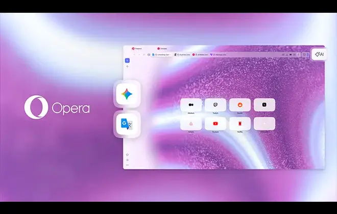 Opera integra Gemini e Tradutor ao navegador Opera One