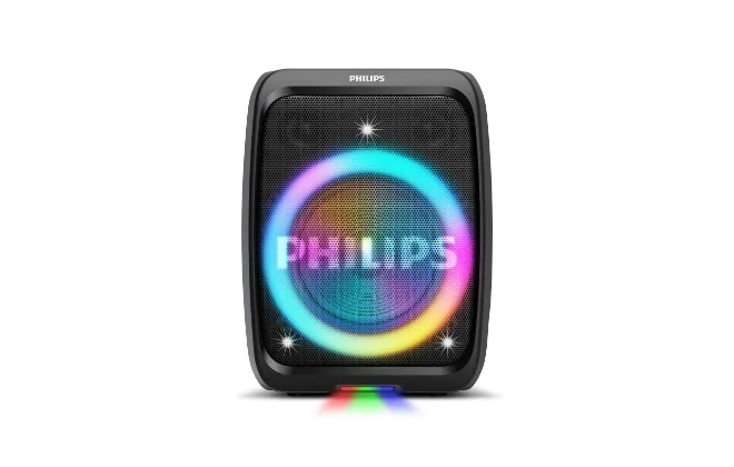 Philips lança caixa de som com 10 horas de bateria, iluminação e microfones sem fio