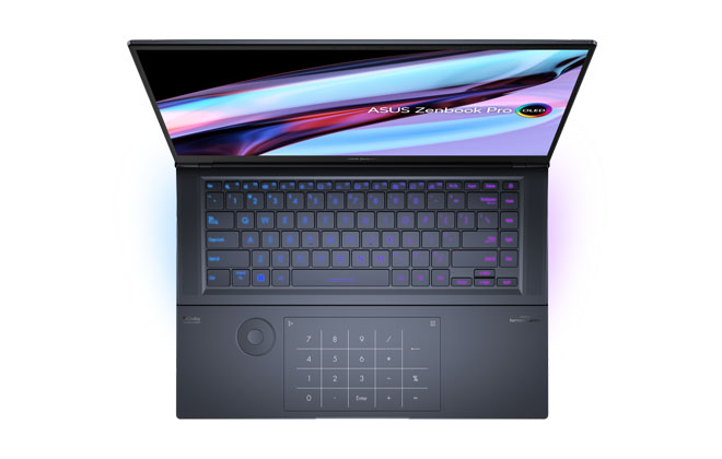 ASUS Zenbook Pro 16X OLED (UX7602BZ) - Frente, visão do teclado