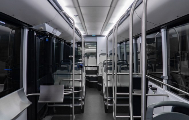 Interior - Ônibus elétrico da Scania em testes na UNESP